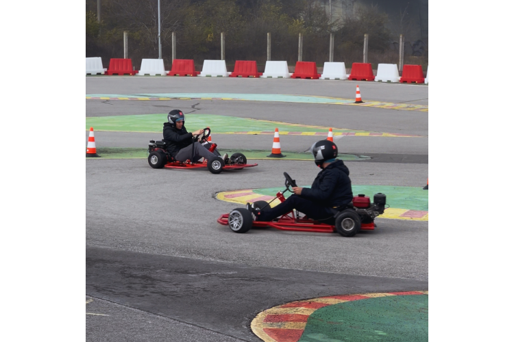 two drift students on a rent drift kart
